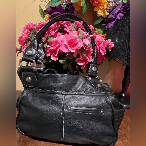 B MAKOWSKI LEATHER BLACK PURSE WITH BRAIDED SHOULDER WITH DUSTBAG - Picture 4 of 10